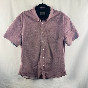 Jach's‎ Men's Short Sleeve Burgundy Floral Button Front Size Large Casual